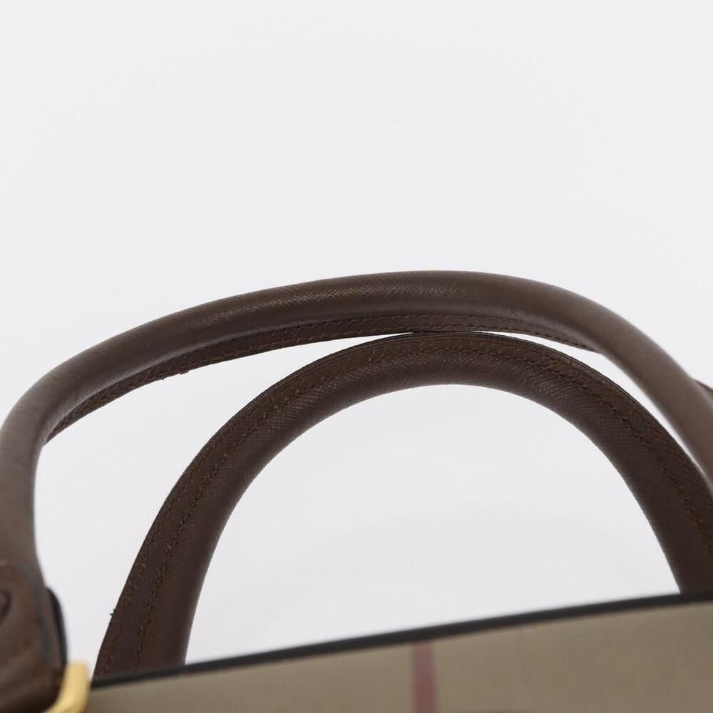 Burberrys Nova Check Boston Bag Canvas Leather Beige Gold Auth ka319 - Picture 9 of 16